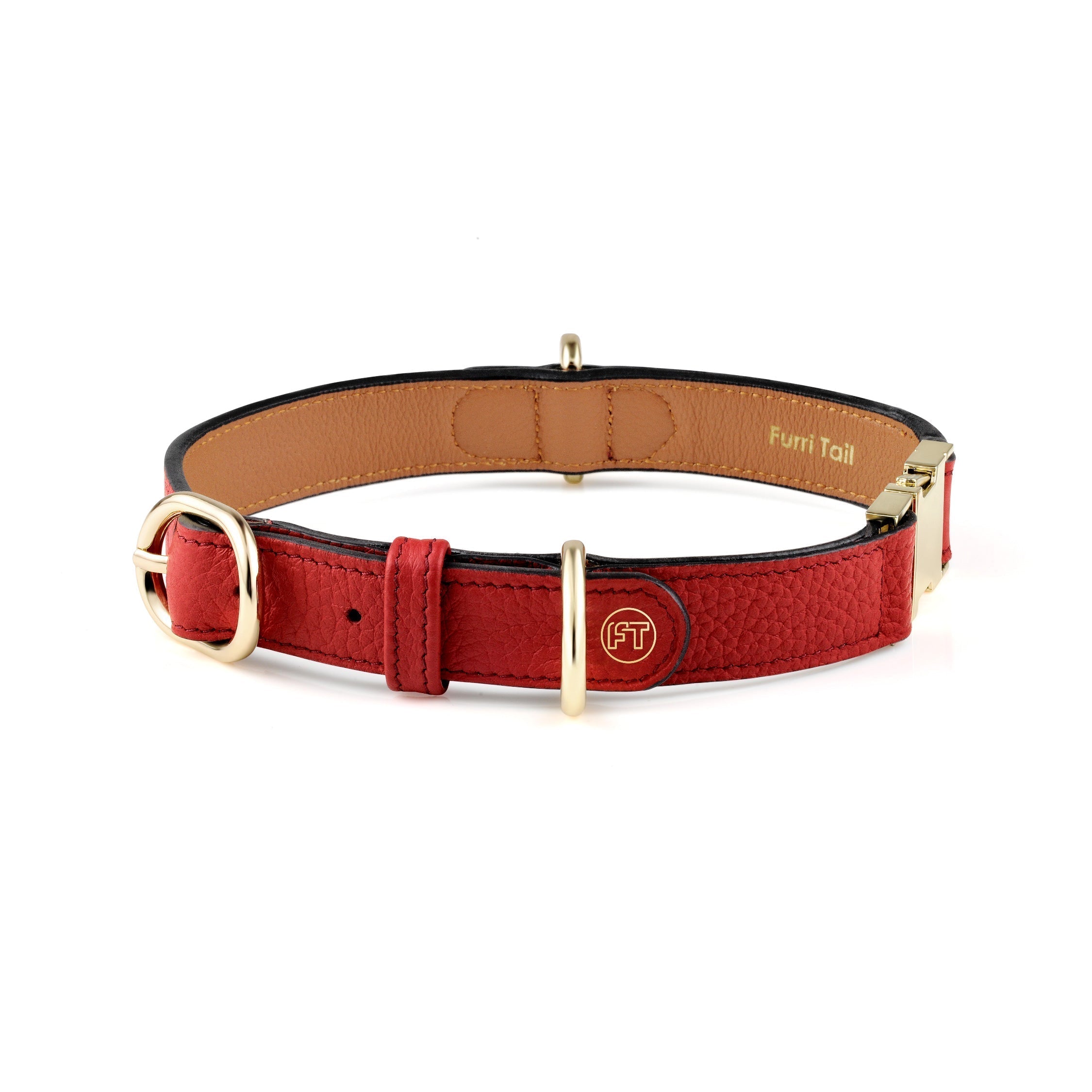 Premium Leather Red Dog Collar