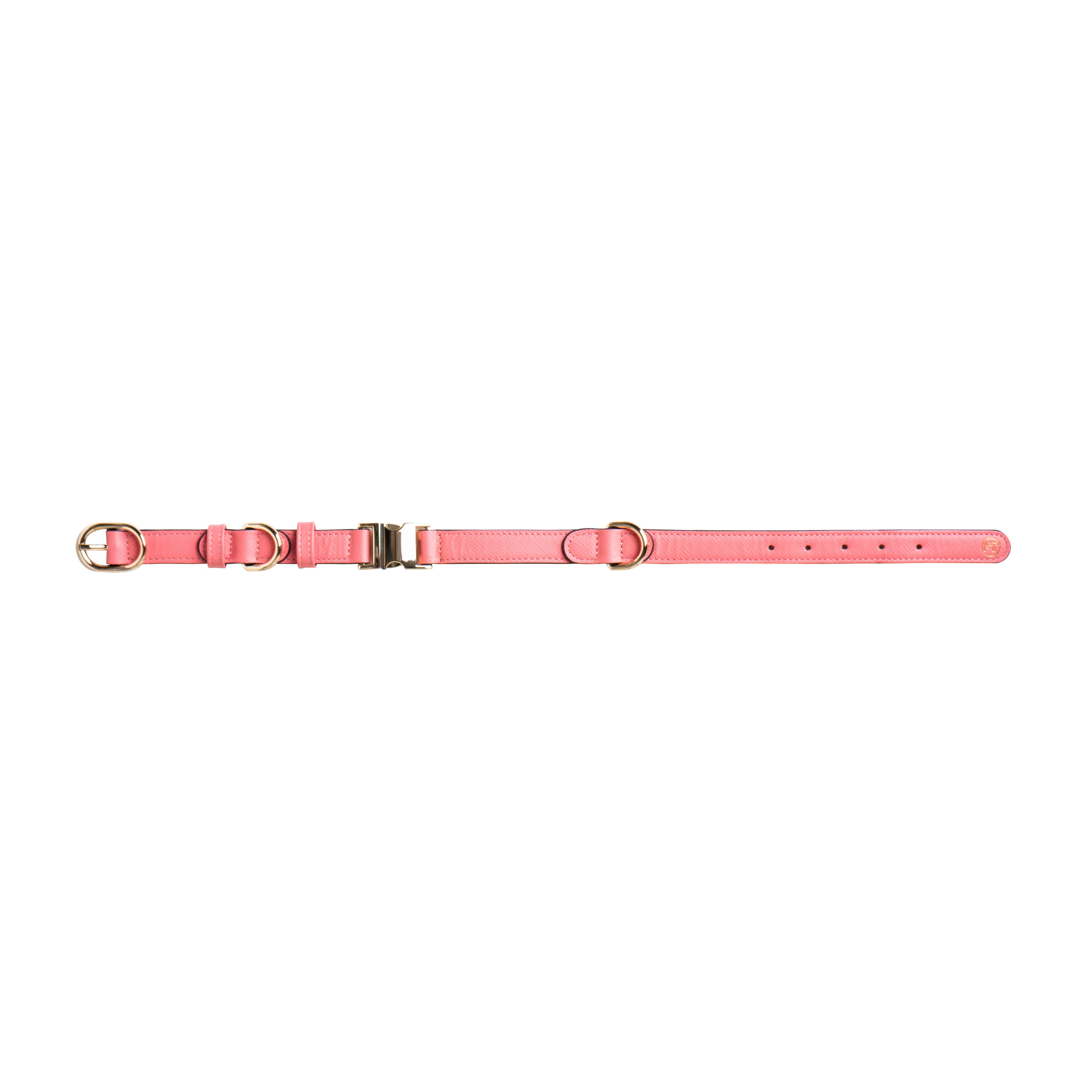 Handcrafted Engraved Leather Dog Collar - Flamingo Pink