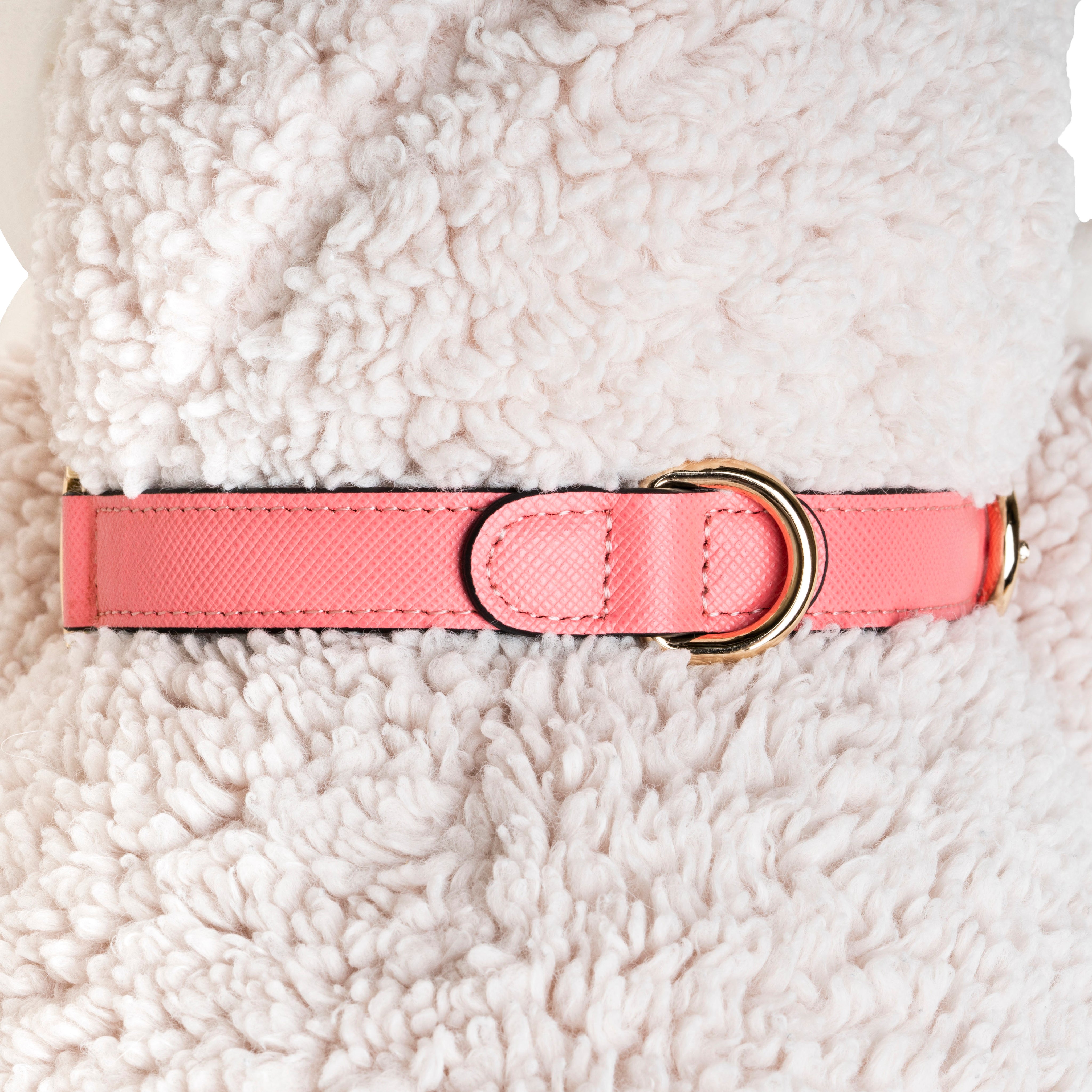 Handcrafted Engraved Leather Dog Collar - Flamingo Pink