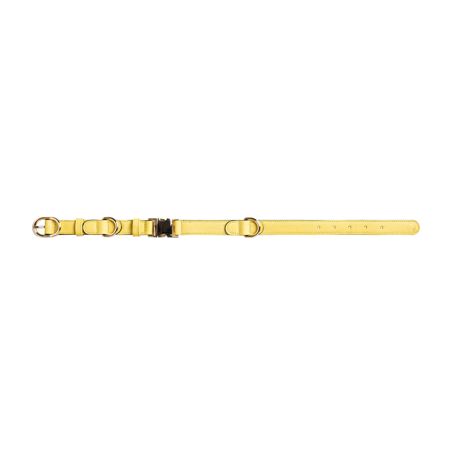 Handcrafted Engraved Leather Dog Collar - Vivid Yellow