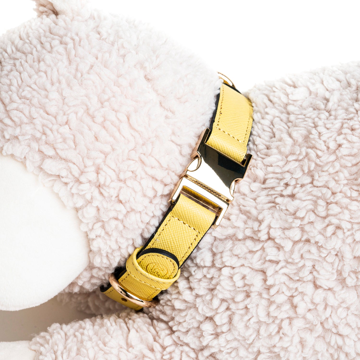 Handcrafted Engraved Leather Dog Collar - Vivid Yellow