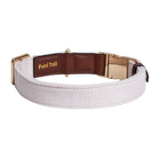 Handcrafted Leather Canvas Dog Collar - Beige