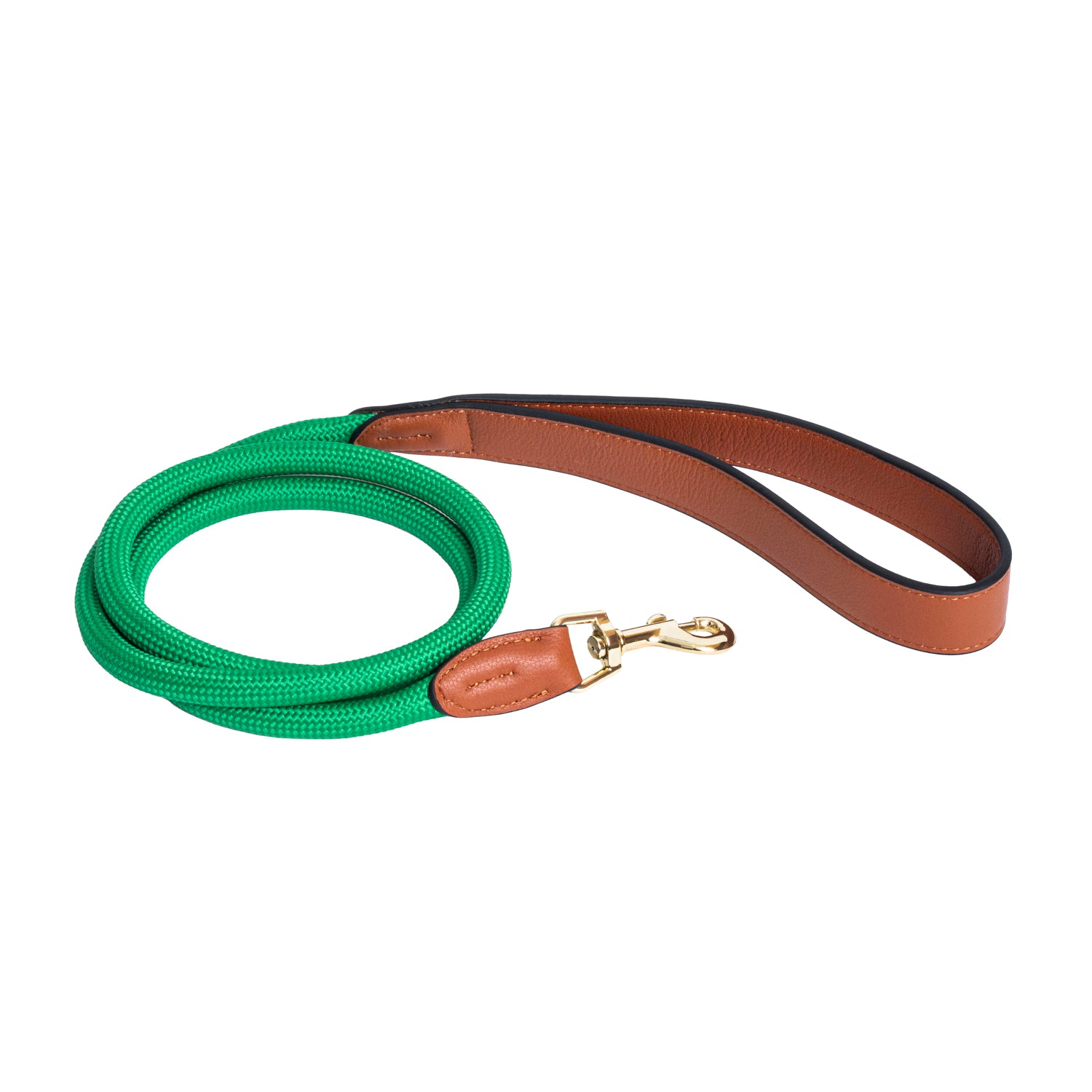 Furri Explorer Climbing Rope Leash with Leather Handle: Rugged Standard Leash for Pets - Forest Green