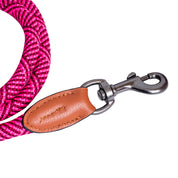 Furri Explorer Climbing Rope Leash with Leather Handle: Rugged Standard Leash for Pets - Magenta Red