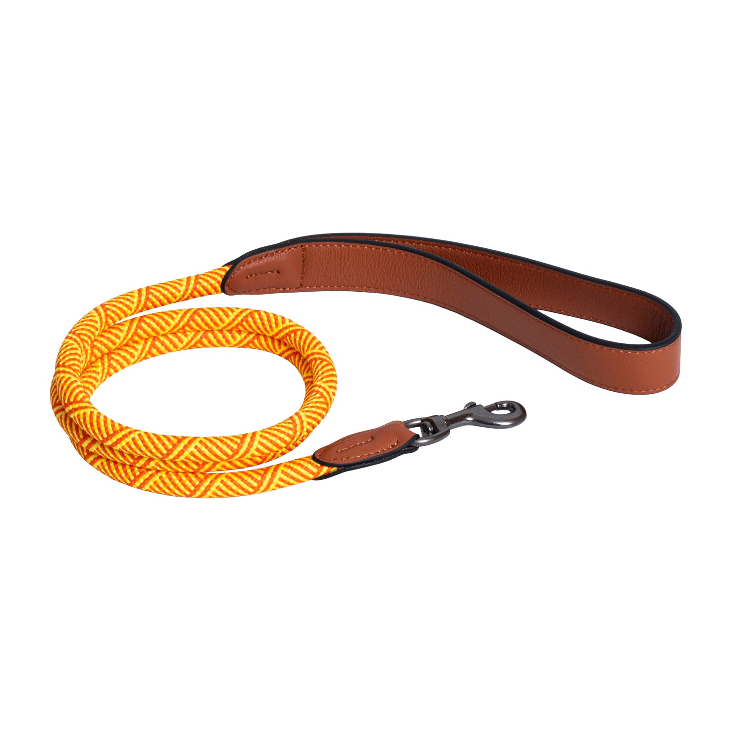 Furri Explorer Climbing Rope Leash with Leather Handle: Rugged Standard Leash for Pets - Yellow