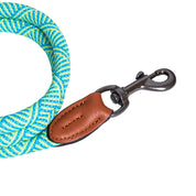 Furri Explorer Climbing Rope Leash with Leather Handle: Rugged Standard Leash for Pets - Energetic Green