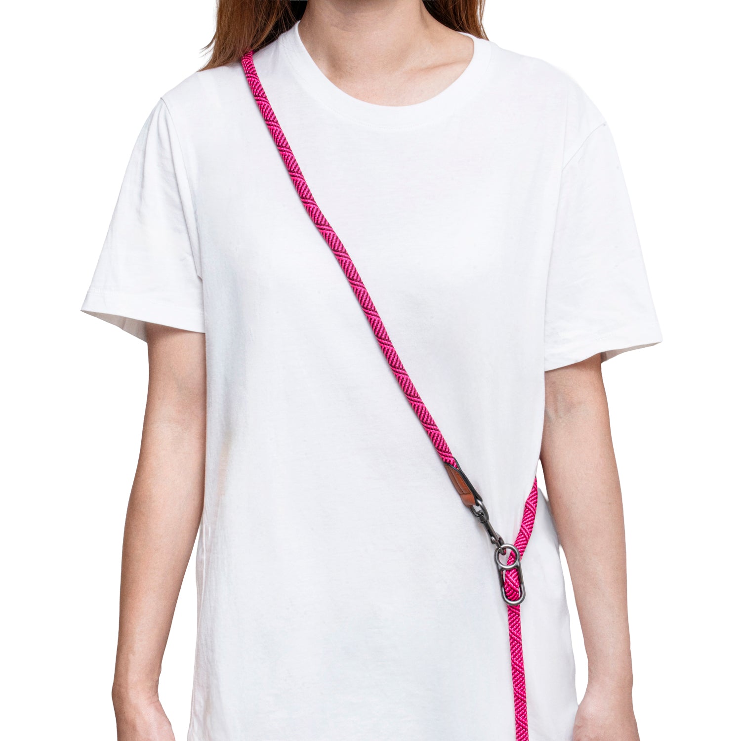 Furri Explorer Hands-Free Crossbody Leash: Effortless Adventures with Climbing Rope - Magenta Red
