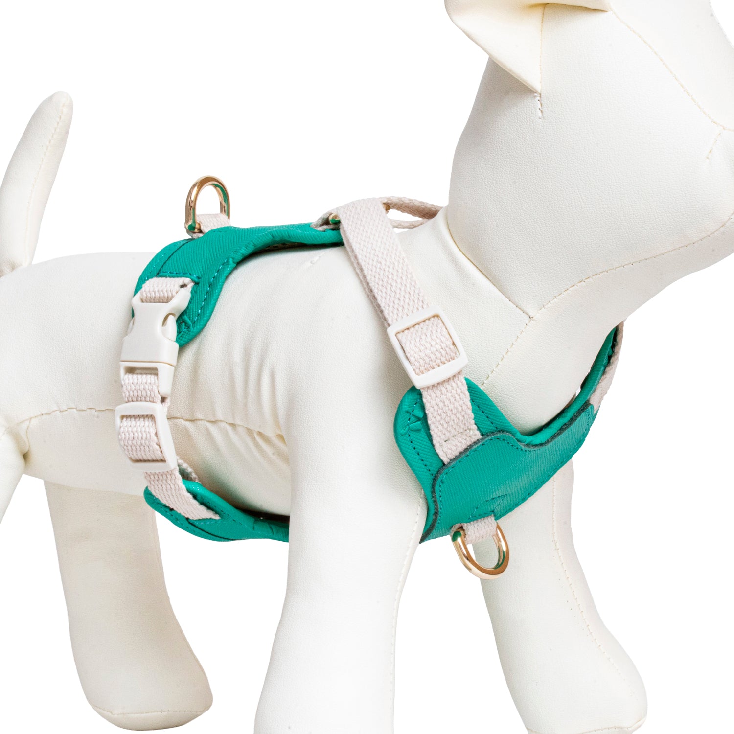 Furri Tail Handcrafted Leather Canvas Harness: Stylish Comfort for Active Pets - Energetic Green