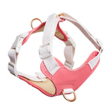 Furri Tail Handcrafted Leather Canvas Harness: Stylish Comfort for Active Pets - Flamingo Pink