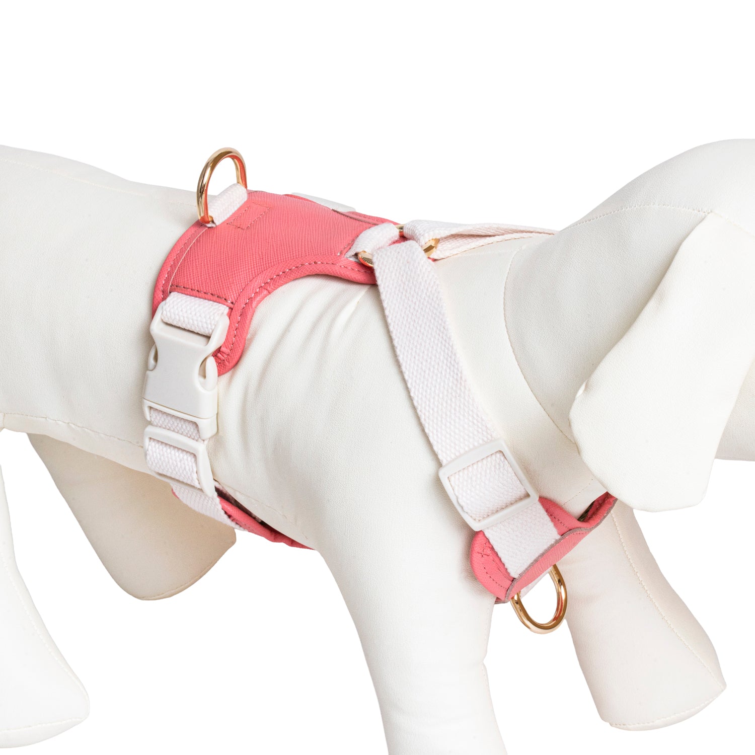 Furri Tail Handcrafted Leather Canvas Harness: Stylish Comfort for Active Pets - Flamingo Pink