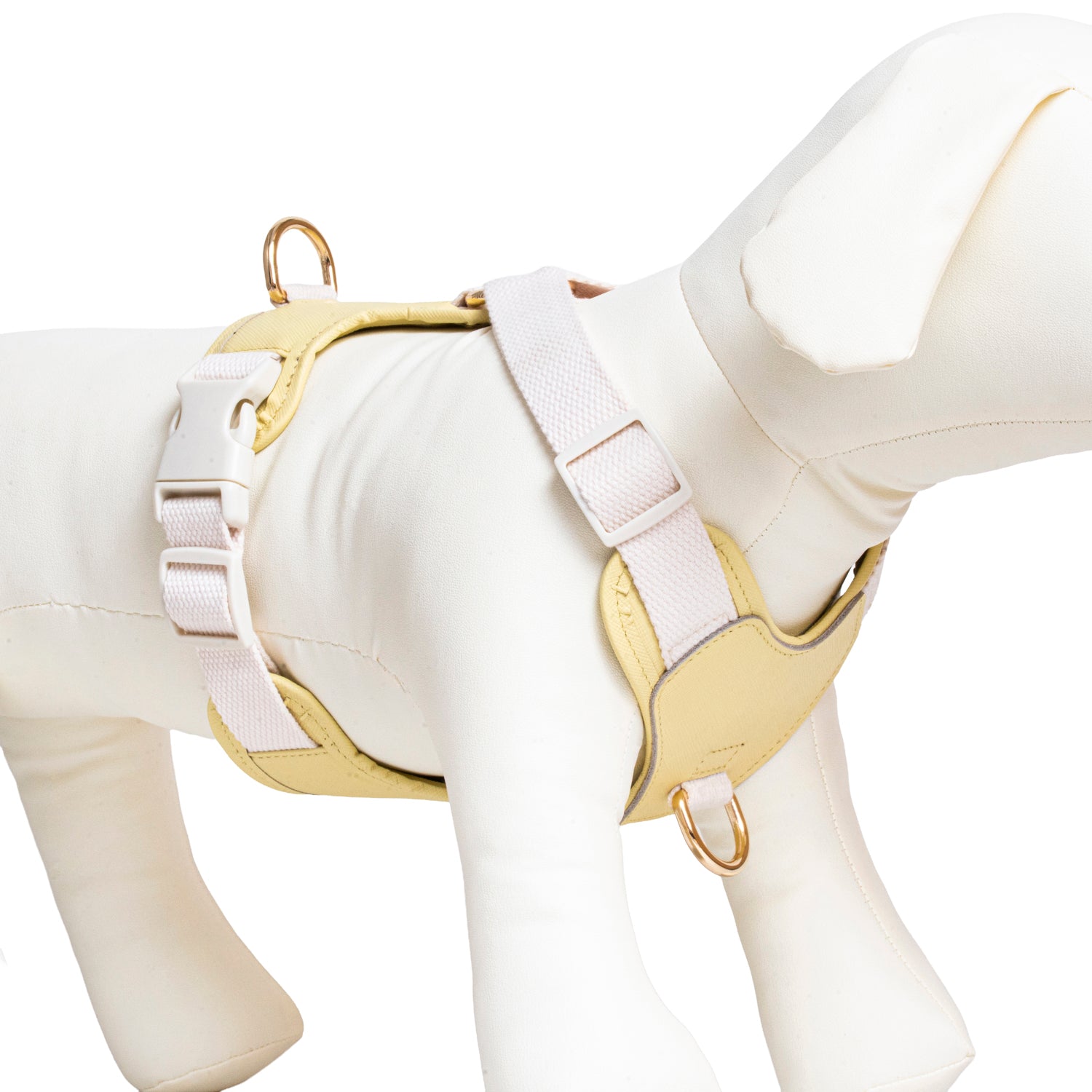 Furri Tail Handcrafted Leather Canvas Harness: Stylish Comfort for Active Pets - Vivid Yellow