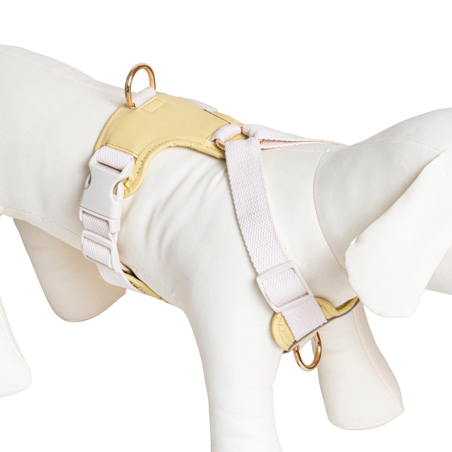 Furri Tail Handcrafted Leather Canvas Harness: Stylish Comfort for Active Pets - Vivid Yellow
