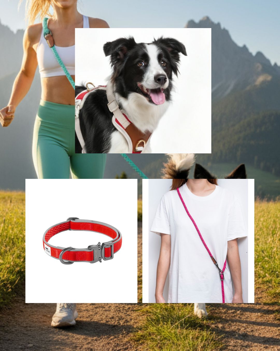 11.11 Mega Sale Furri Explorer Combo - Sporty Canvas Collar, Harness and Leash -Scarlet Red