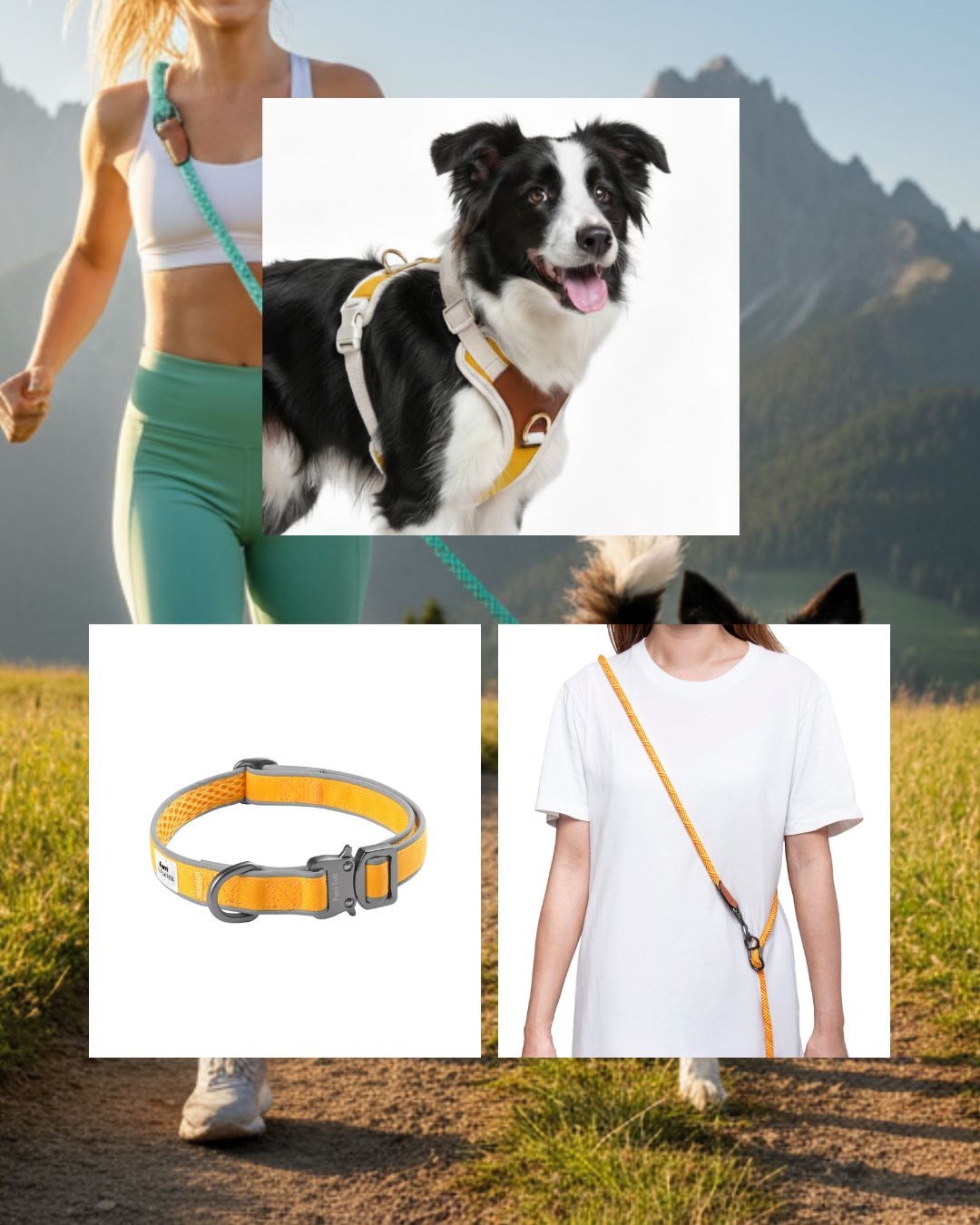 11.11 Mega Sale Furri Explorer Combo - Sporty Canvas Collar, Harness and Leash - Vivid Yellow