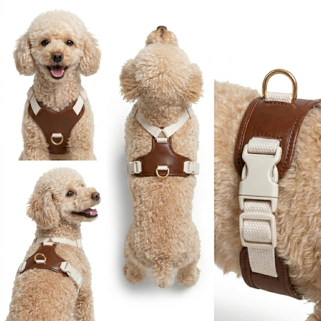 Furri Tail Handcrafted Leather Canvas Harness - Chillax Collection