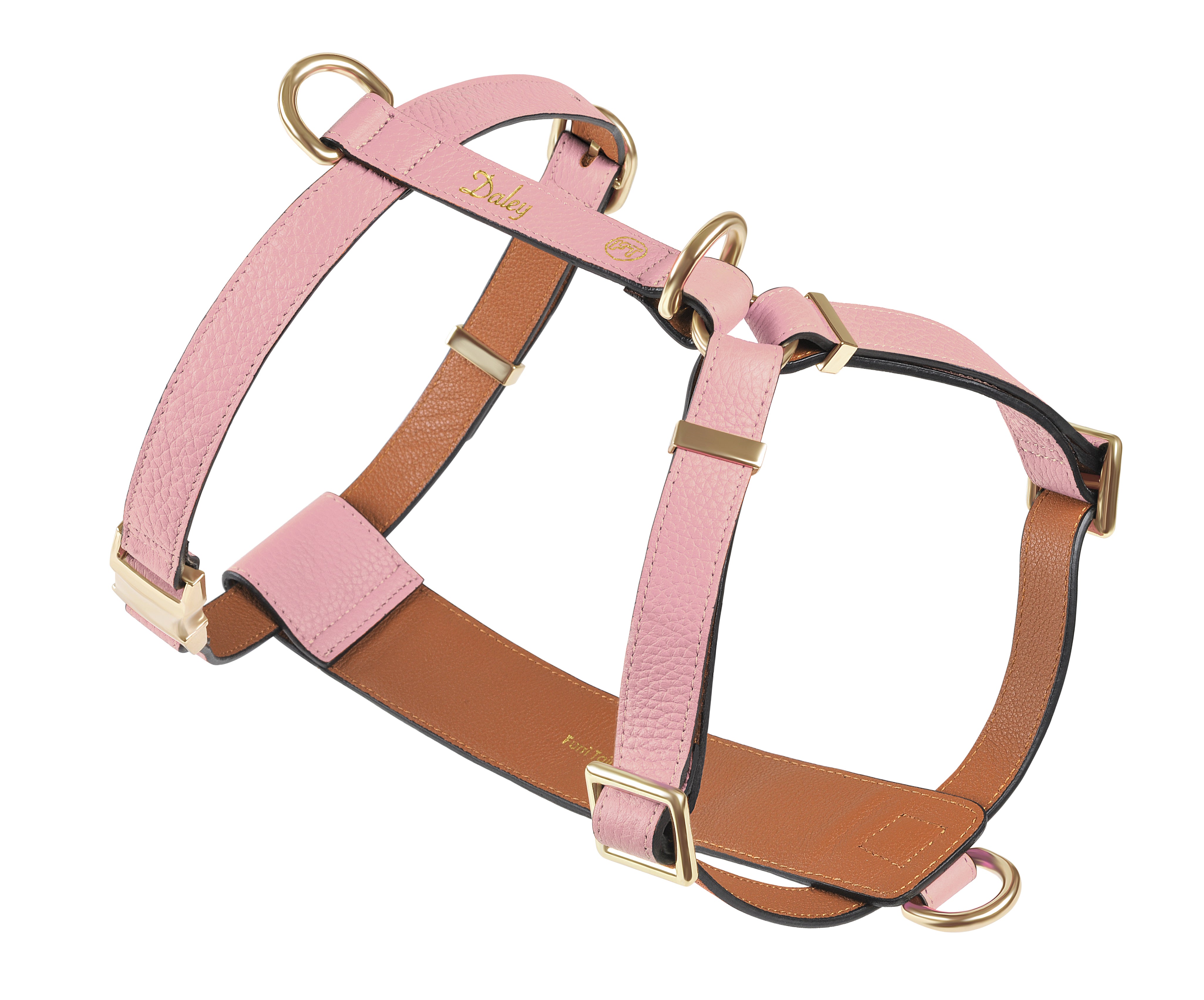Luxe Leather Dog Harness - Pink