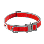 Red dog sport collar with silver hardware breathable air mesh canvas
