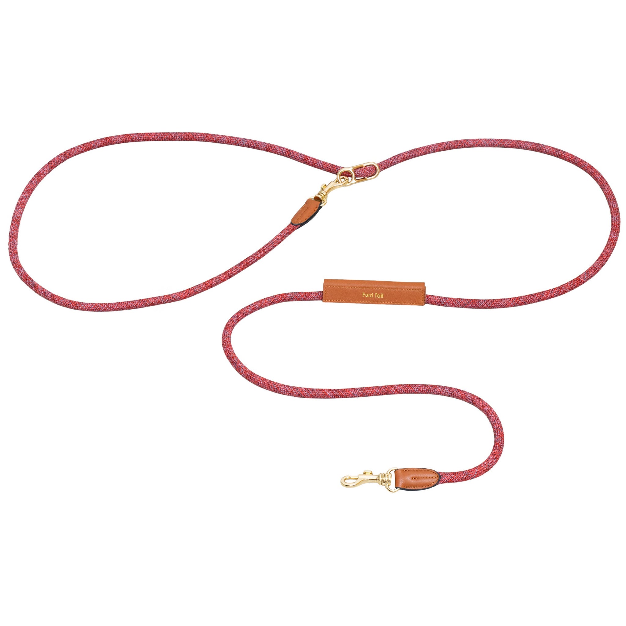 Furri Explorer Hands-Free Crossbody Leash: Effortless Adventures with Climbing Rope - Melange Red Grey
