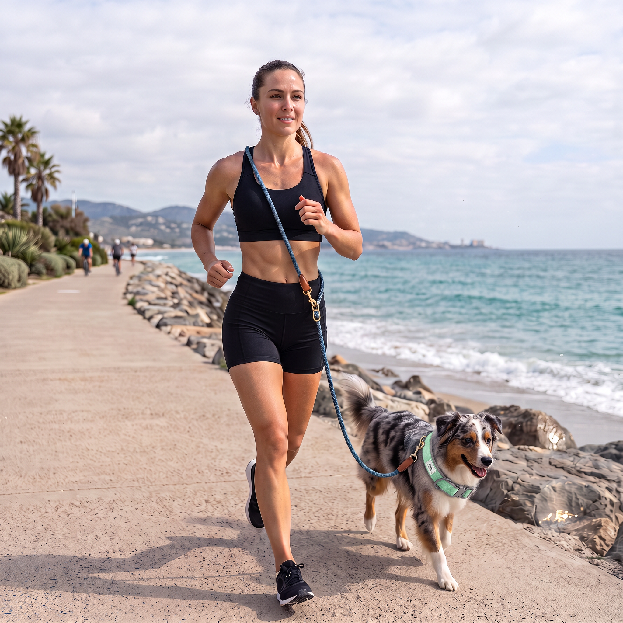 Furri Explorer Hands-Free Crossbody Leash: Effortless Adventures with Climbing Rope - Melange Blue Grey