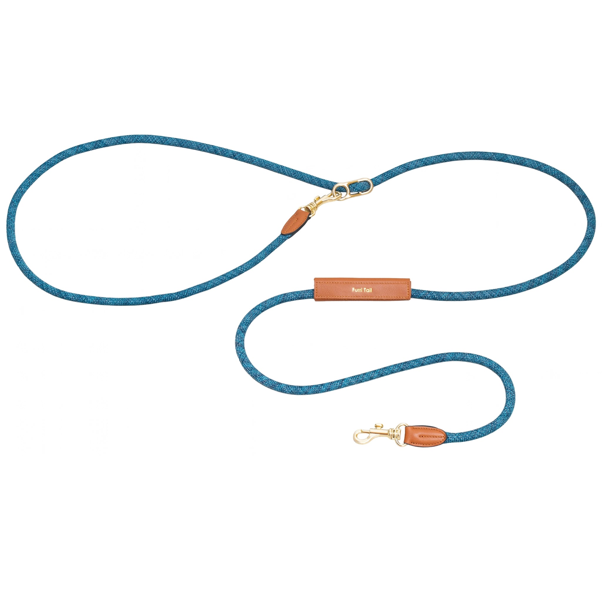 Furri Explorer Hands-Free Crossbody Leash: Effortless Adventures with Climbing Rope - Melange Blue Grey