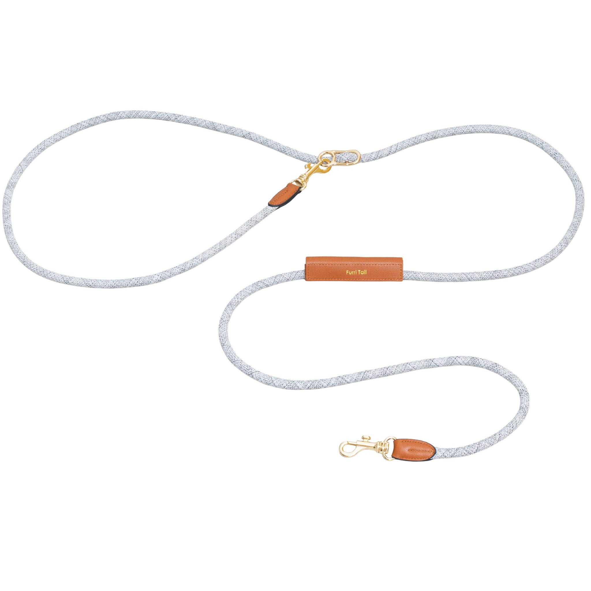 Furri Explorer Hands-Free Crossbody Leash: Effortless Adventures with Climbing Rope - Melange Grey White