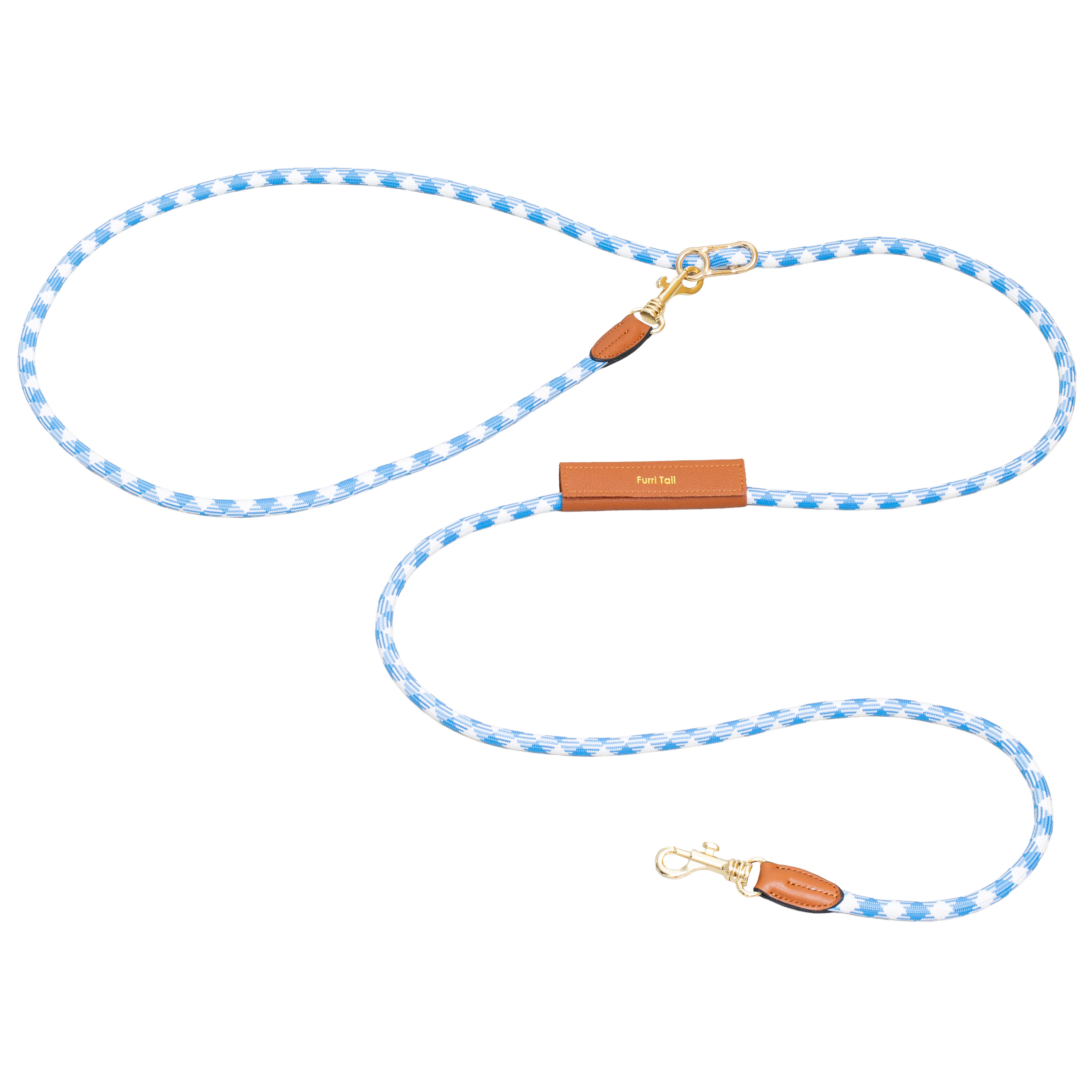 Furri Explorer Hands-Free Crossbody Leash: Effortless Adventures with Climbing Rope - Plaid Blue
