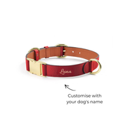Handcrafted Engraved Leather Dog Collar - Scarlet Red