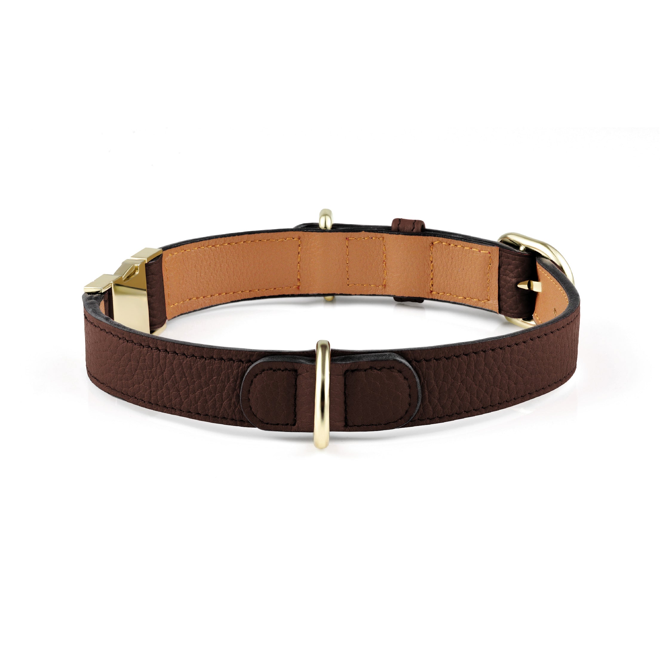 Premium Cognac Brown Leather Dog Collar