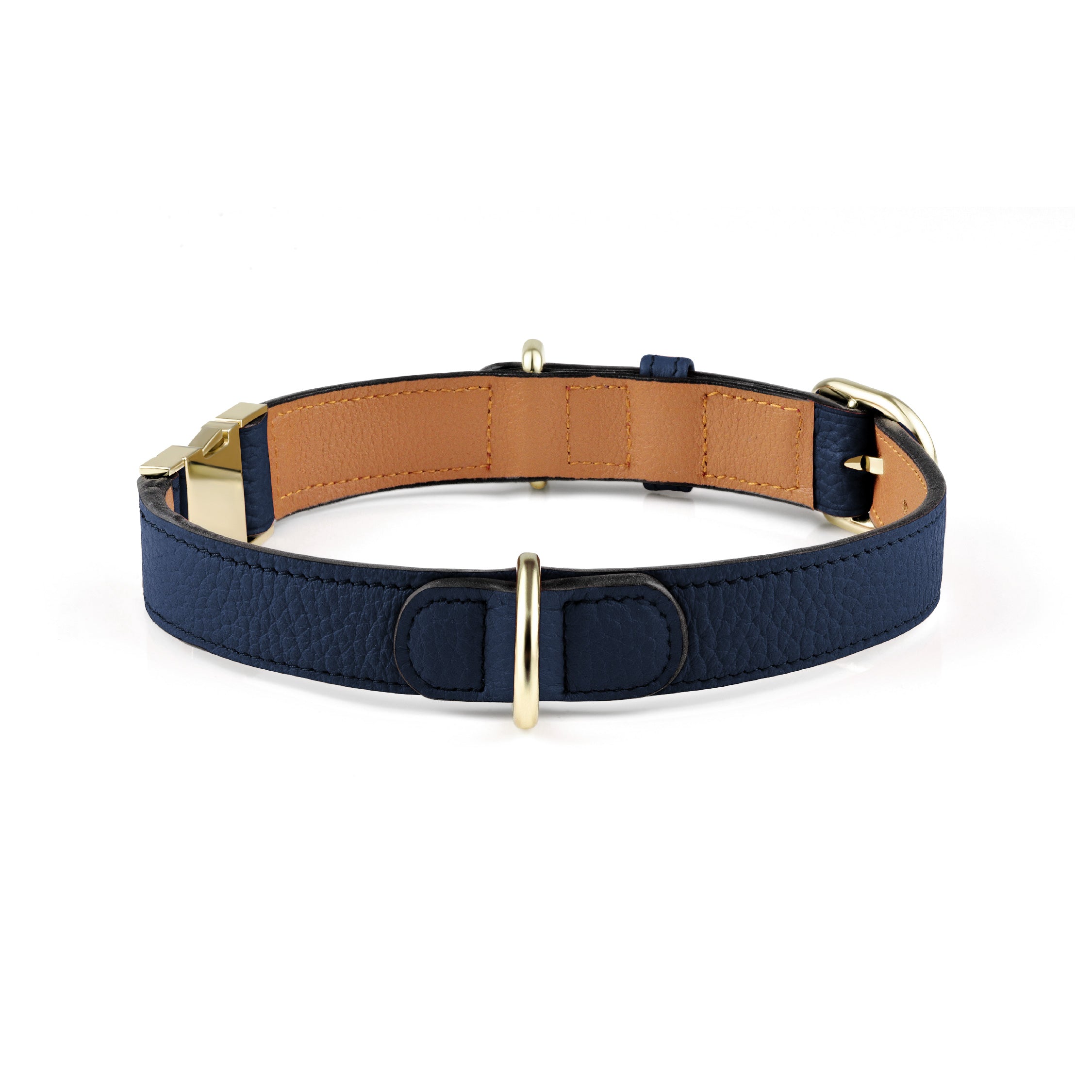 Handcrafted Engraved Leather Dog Collar - Blue