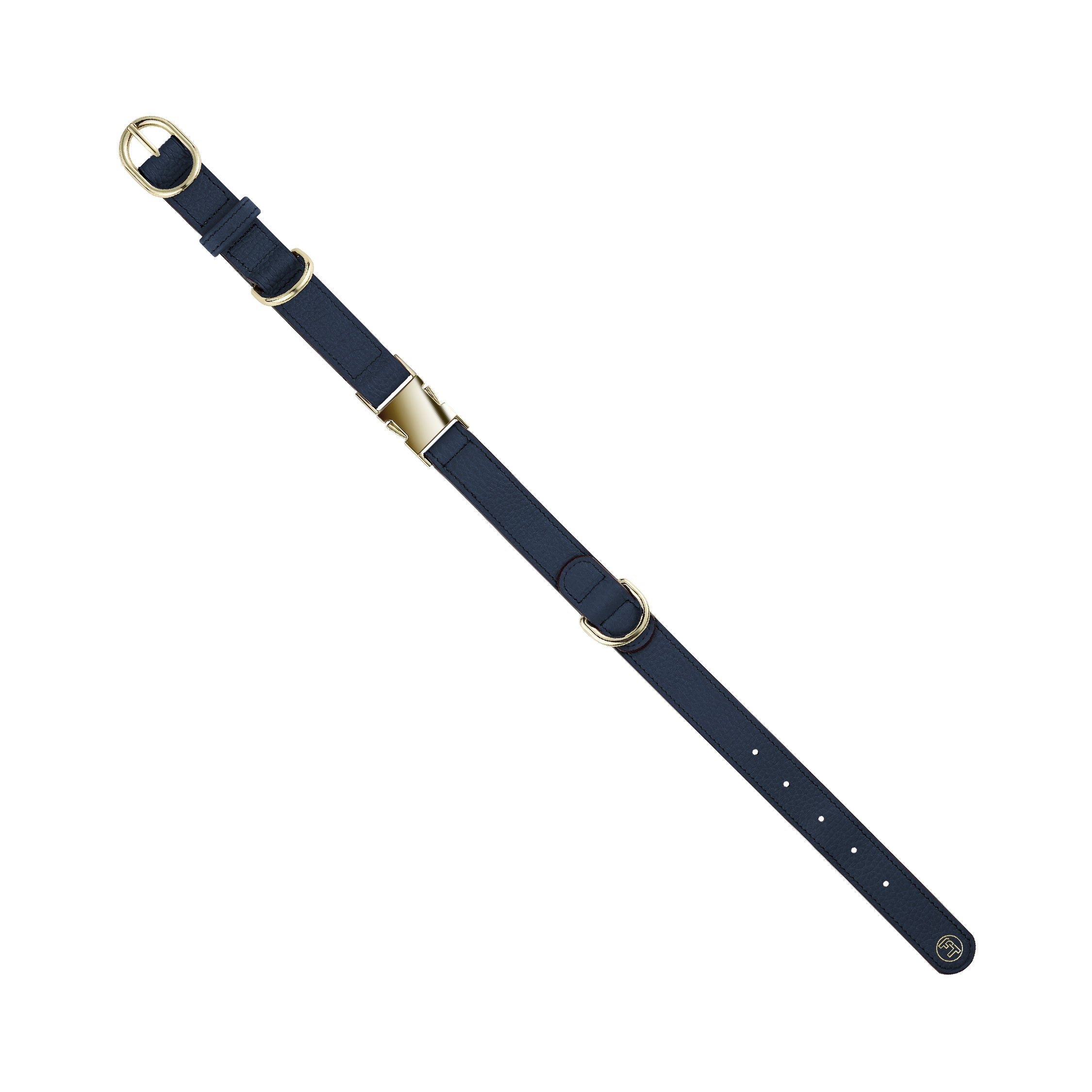 Premium Navy Leather Dog Collar