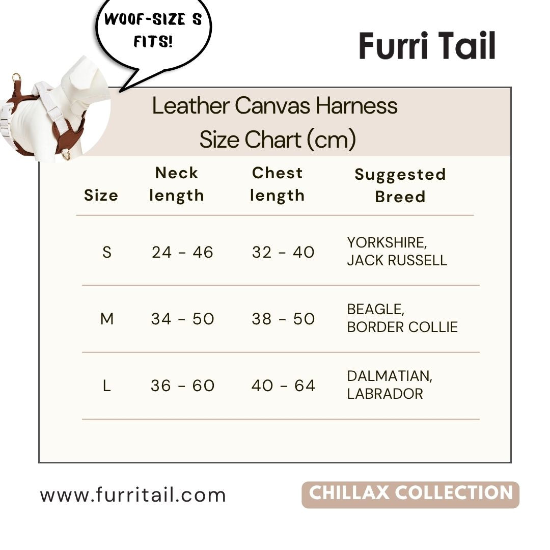 Furri Tail Handcrafted Leather Canvas Harness - Chillax Collection