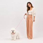 Exquisite Leather Dog Leash - Pink