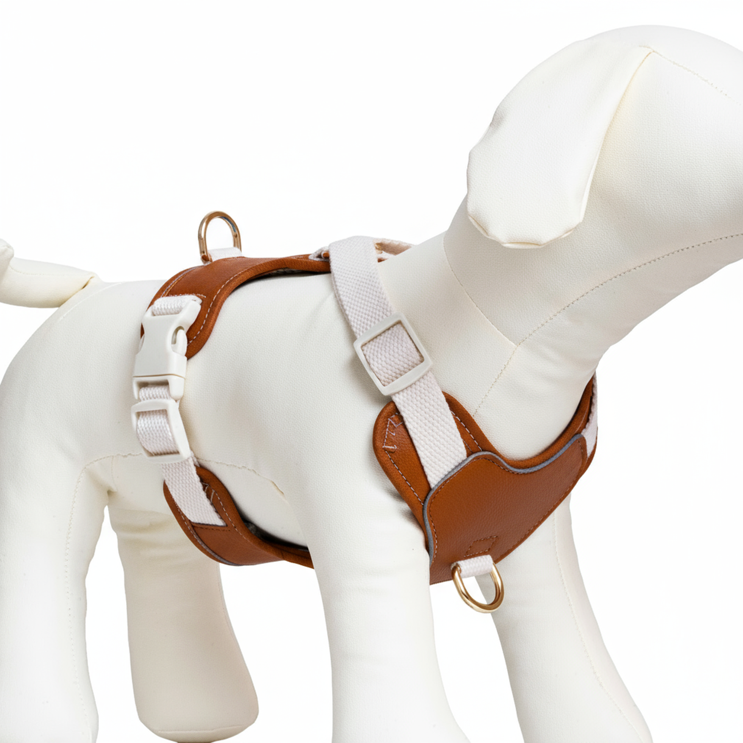 11.11 Mega Sale: Handcrafted Leather Canvas Dog Collar, Harness and Leash - Beige